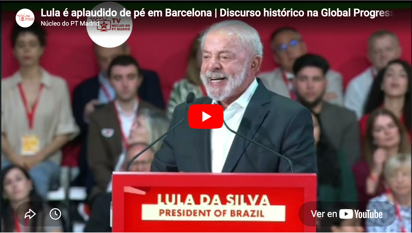 Lula da Silva discursa no "Global Progressive Mobilization 2026", em Barcelona